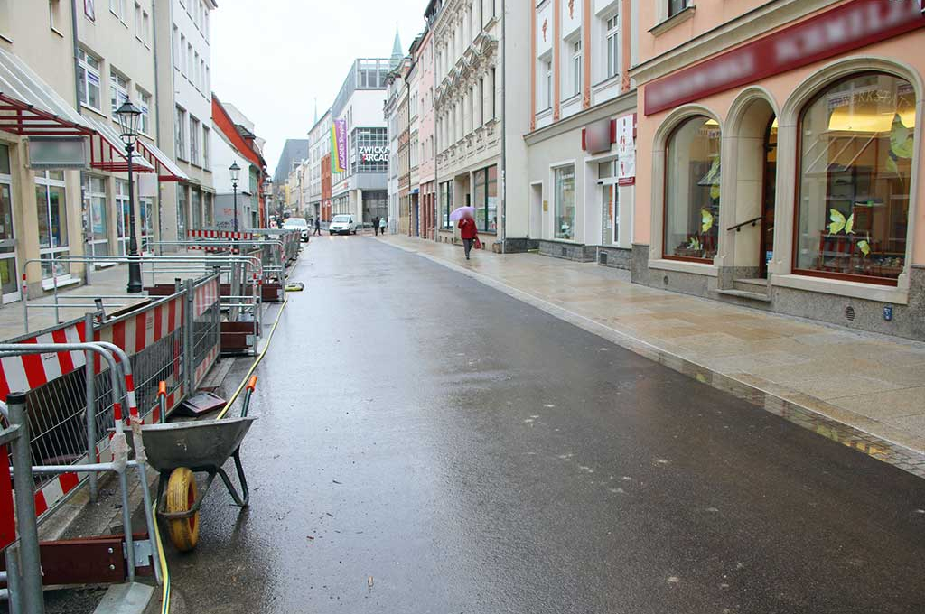 Zwickau - Rosengäßchen freigegeben – TeilAbschnitt der Marienstraße fast fertig