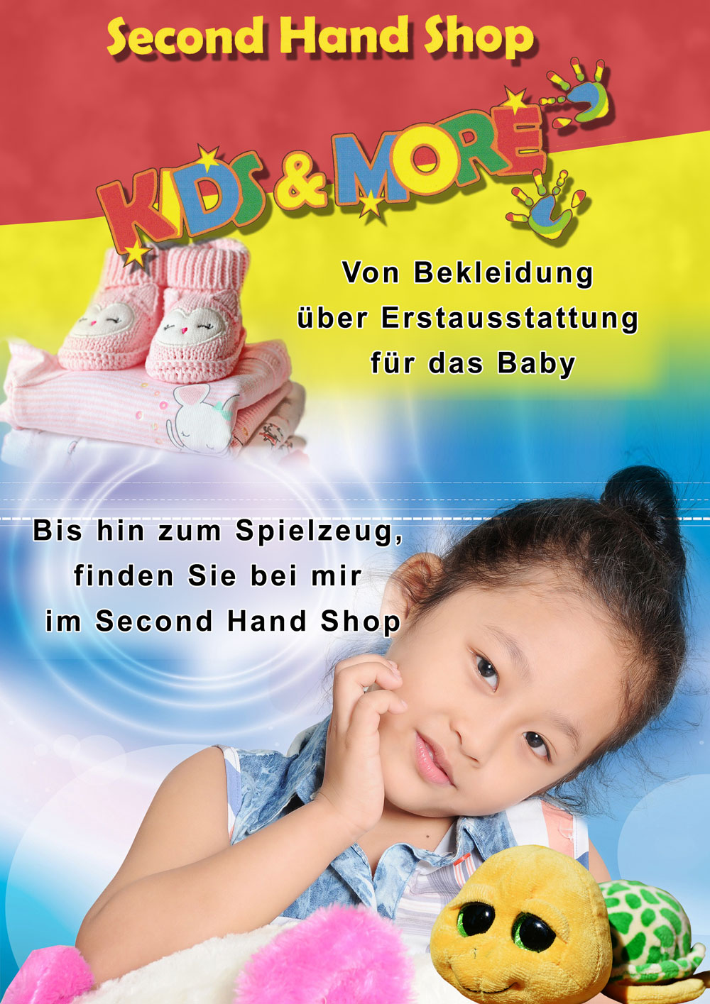 Bekleidung, Erstaustattung für das Baby, sowie Spielzeug aus zweiter Hand